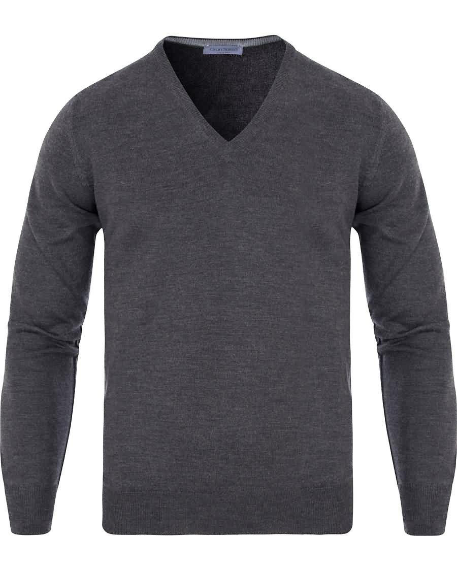 gran sasso merino fashion fit v-neck pullover charcoal Lav Pris Billig ockao